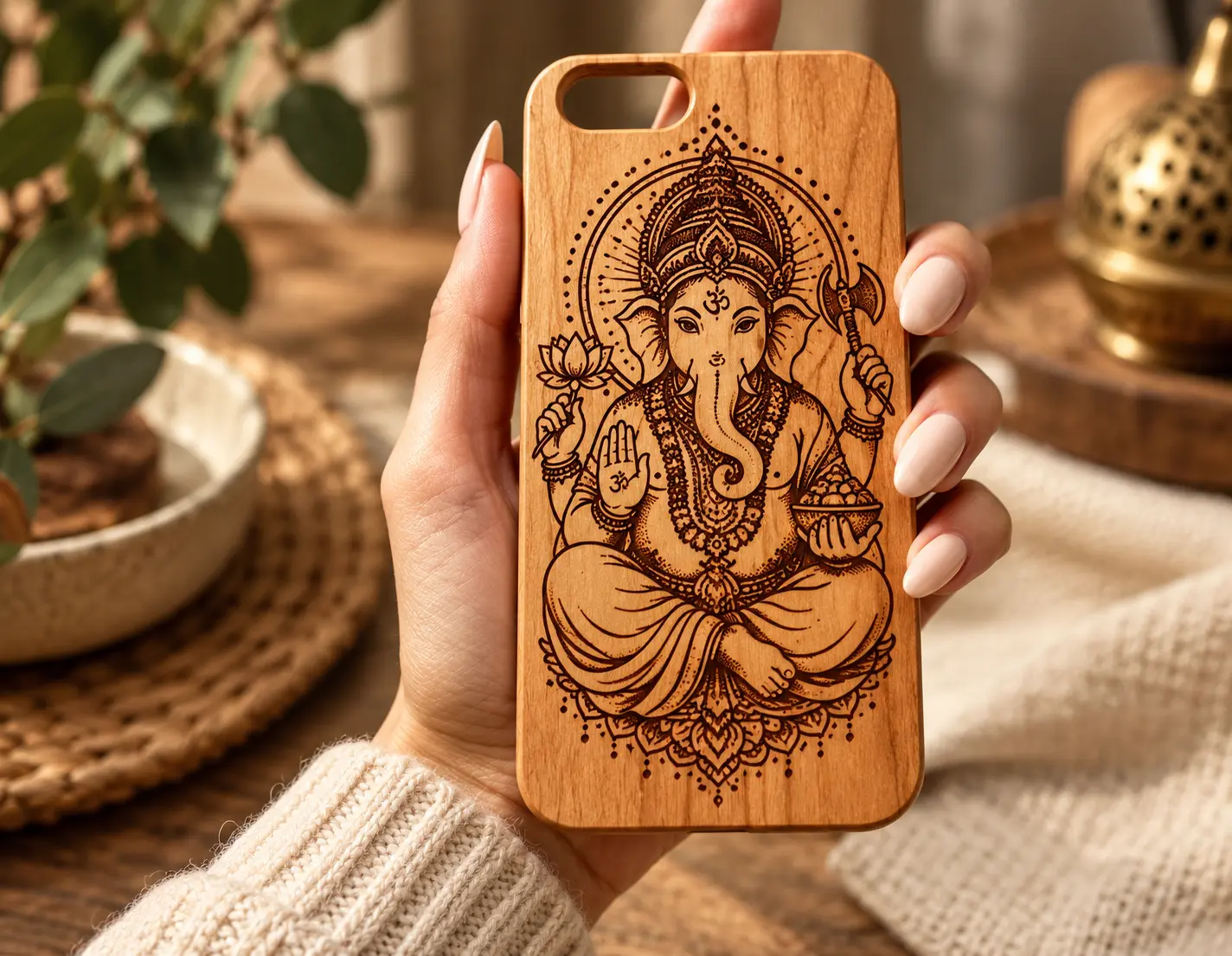Custodia in legno con Ganesh inciso al laser