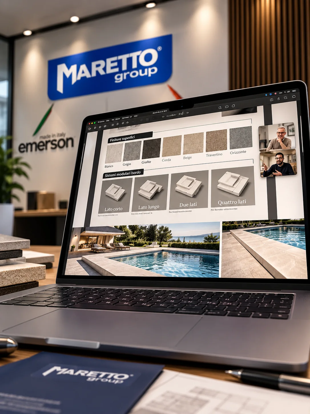 Progetto grafico pubblicitario applicato a materiali e spazi