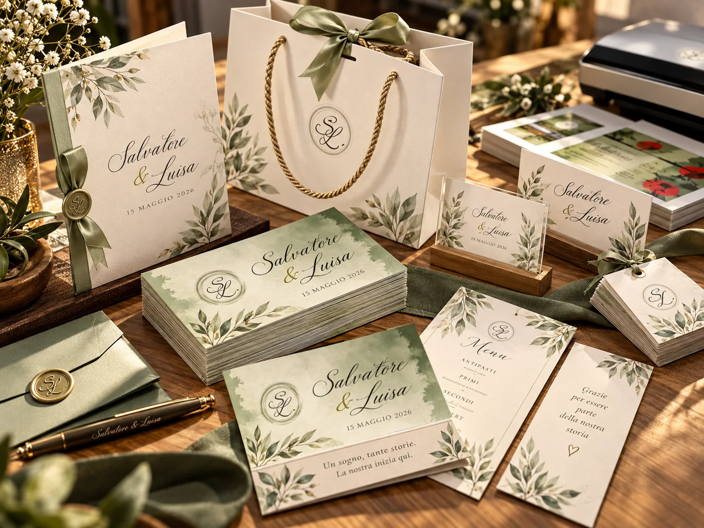 Coordinato grafico personalizzato per matrimonio